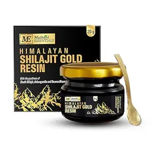 Multani Essentials Himalayan Shilajit Gold Resin with Ashwagandha, Gokhru, Haldi, Safed Musli & Gold Extract for Strength, Vigor, Vitality & Overall Well-being | Supports Stamina & Rejuvenation | More Than 70% Fulvic Acid | 20 gm