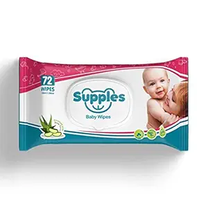 Amazon Brand - Supples Baby Wet Wipes with Lid | 72 Wipes