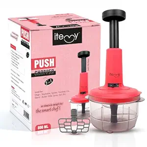 Itemy Premium 2 in 1 Push Chopper 800ml | Manual Vegetable Cutter