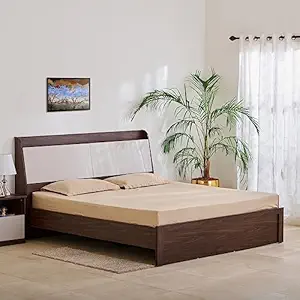 Home Centre My Bed Tulip King Bed with Headboard Storage - Brown and White