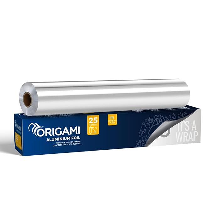 Origami Silver Aluminium Foil for Food Packing 25m with 11 Micron Thickness