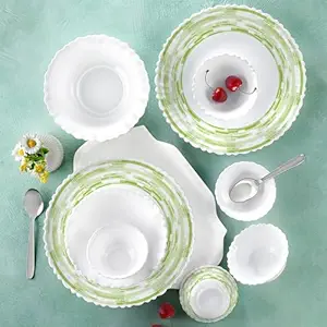 Larah by Borosil Silk Series Aura Opalware Dinner Set with Steel Spoon