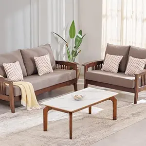 Home Centre Abby Fabric 3+2 Seater Sofa Set - Brown