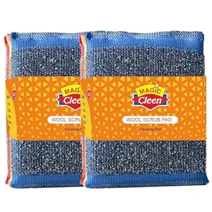 Magic Cleen Wool Scrub Pad - Multicolor (3 PCS Pack, 2 Pack Total 6 PCS)