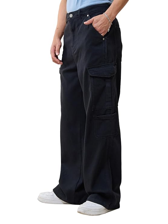 Bewakoof Men Mid Rise 100% Cotton Solid Straight Fit Jeans