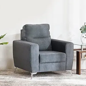 Home Centre 1 Seater Helios Vive Fabric Sofa| Fabric Sofa| (Grey) |1 Year Warranty