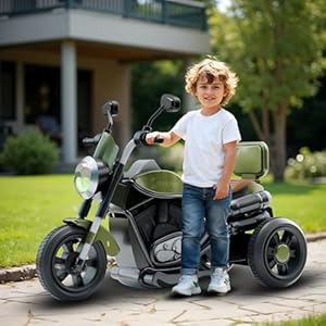 Cockatoo 5ECruise Rechargable Electric Kids Bike with Music&LED, Kids Scooter Bike for 1-5 Years Boys&Girls Powered by 6V Battery & Motor for 4.5-6Hr Ride with Foot Accelerator(Harrlay,Green)