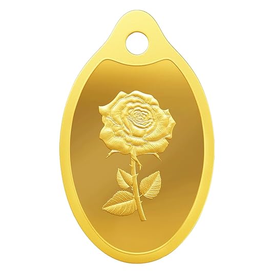 24K (999.9+) Purest Rose Engraved Gold Pendant, 1 Gram gold bar & coin, LBMA Certified