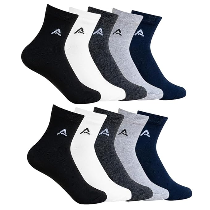 AMAREE Premium Soft & Comfortable Socks - Breathable, Durable & Everyday Wear for Free Size Multicolor (Pack Of - 10)