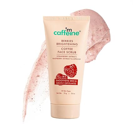 Mcaffeine Berries Brightening Coffee Face Scrub For Glowing Skin | Gently Exfoliates, Smoothes & Improves Skin Tone | Removes Tan&Dead Skin | Non-Drying For Women & Men-75Gm