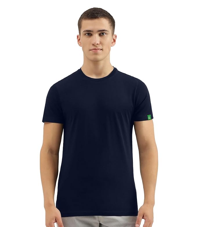 United Colors of Benetton Men's T Shirt | Plain Round Neck T Shirt | T-Shirts for Man Regular Fit White