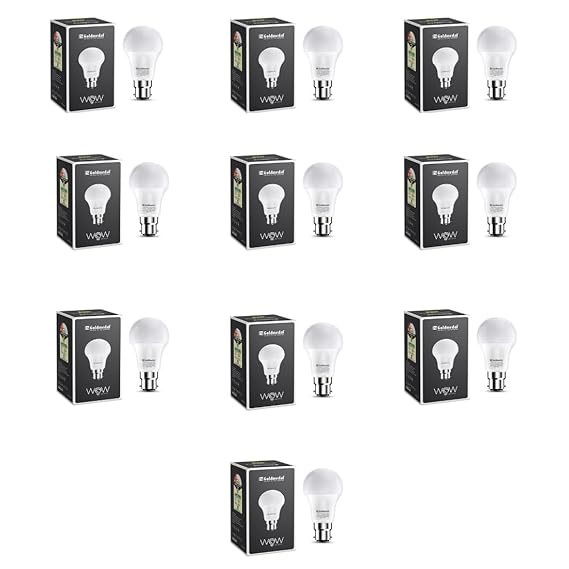 Goldmedal Wow 12W B22 Base LED Bulb Cool Daylight (6500k) | Energy Efficient | 230 Degree Light Coverage | Surge Protection up to 4KV | Rated Life 15000 Hrs | for Home & Office |Pack of 10
