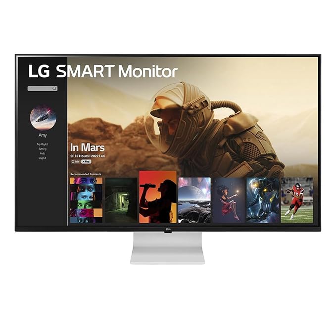 LG 43" Ultrafine⢠Smart Monitor UHD 4K IPS (3840 * 2160), HDR 10, Wireless Connectivity, webOS, AirPlay 2, USB Type-C (65W PD), Speakers 10WX2, Magic Remote, HDMIx2, DP, HP Out, 43SQ700 (White)