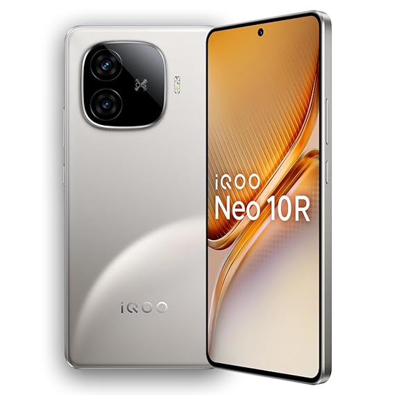 iQOO Neo 10R 5G (Moonknight Titanium, 8GB RAM, 128GB Storage) | Snapdragon 8s Gen 3 Processor | India's Slimmest 6400mAh Battery Smartphone | Segment's Most Stable 90FPS for 5 Hours