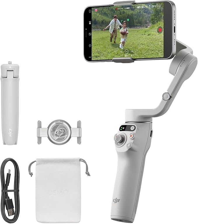 DJI OSMO Mobile 6 Smartphone Gimbal Stabilizer, 3-Axis Phone Gimbal, Built-in Extension Rod, Portable and Foldable Gimbal for Android and iPhone, Vlogging Stabilizer, YouTube, (Platinum Grey)