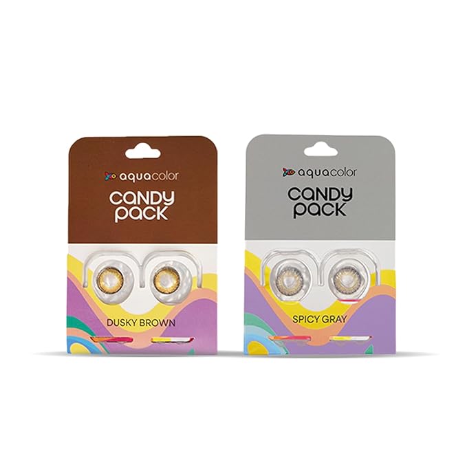 AQUALENS CONTACT LENSES Aquacolor Contact Lens Pack Of 2 (Spicy Grey, Dusky Brown)