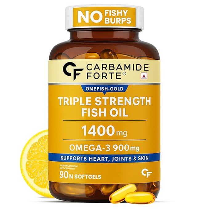 Carbamide Forte Triple Strength Fish Oil 1400mg with Omega 3 900mg for Men & Women - Softgel Capsules 90 Count
