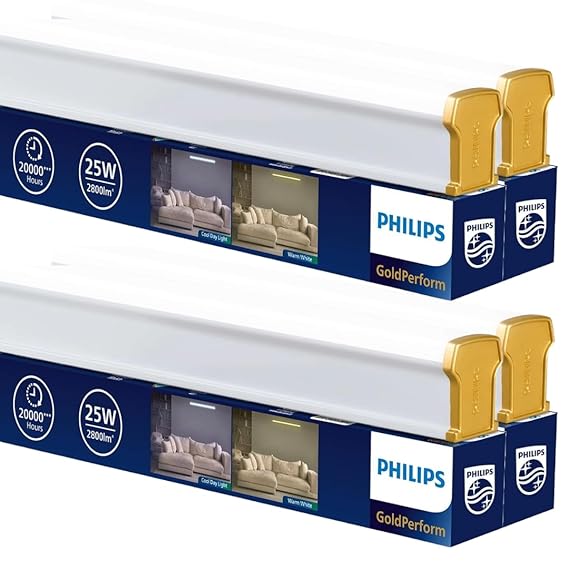 PHILIPS 25W 4ft LED Tubelight | Brighter, Longer Life & Extra Light Coverage LED Tubelight for home | Color : Warm White | Pack of 4 | Gold Perform Series