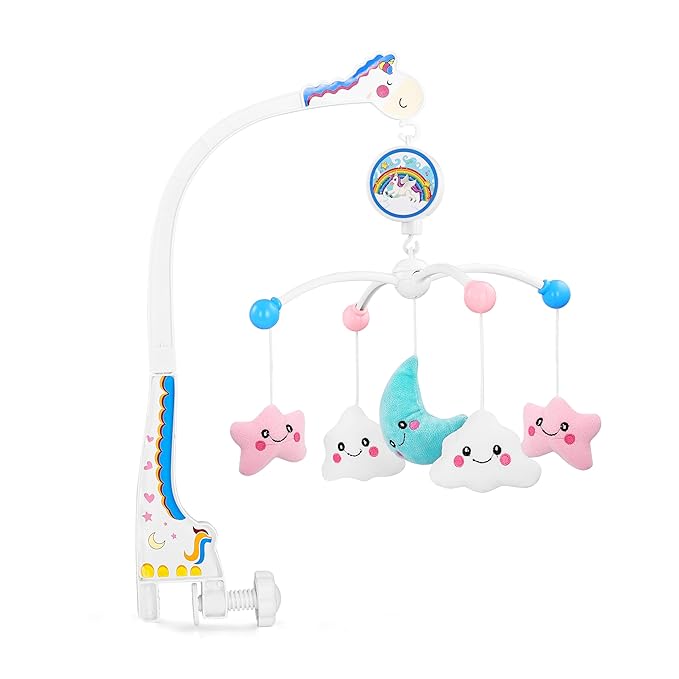 BabyGo Rotating Pony & Stars Musical Rattle for Kids | Cot Mobile for Cradle for Baby | Jhoomer for Kids Bed (Multicolor)
