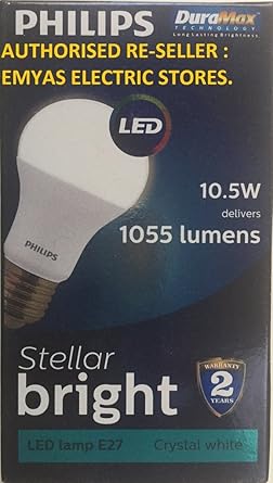 Philips Base E27 10.5-Watt LED Bulb (Pack of 4, Cool Day Light)