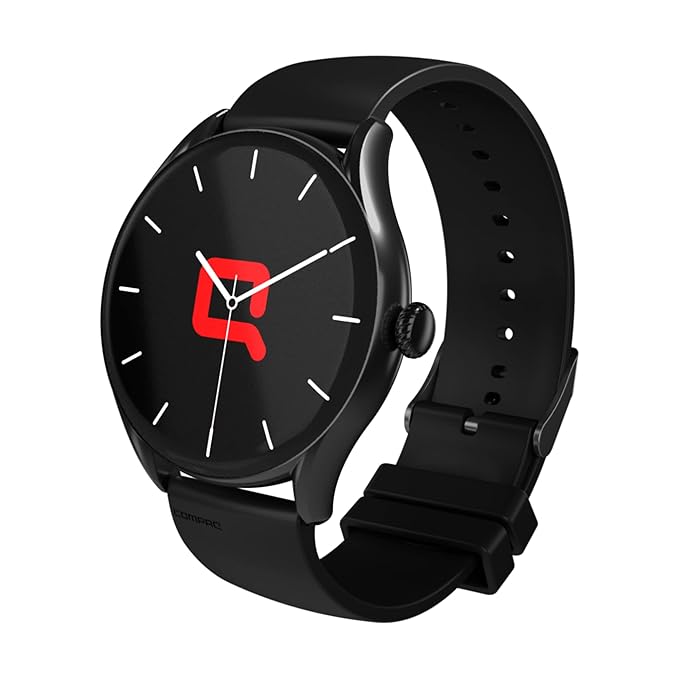 Compaq Q Watch Balance Series with HD Display| BT Calling| AI Voice Assistance |Instant Messaging Notification| Blood Pressure Monitoring| Heart Rate Monitoring| (Black)