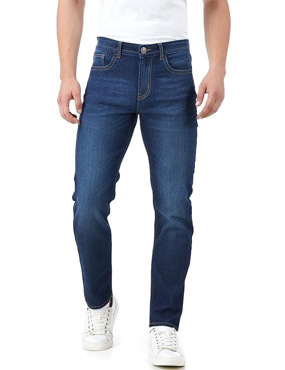 INKD Men's Regular Fit Jeans - Mid-Rise | Cotton Blend | Stretchable Fabric | Classic 5 Pocket Styling
