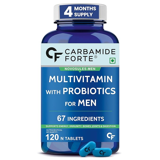 Carbamide Forte Multivitamin Tablet For Men | Multi vitamin For Men With Probiotics For Immunity & Energy | Multivitamin Supplement With Zinc, Multivitamins, Multiminerals - 120 Veg Tablets