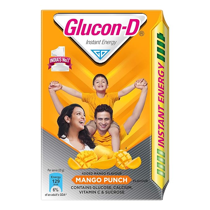 Glucon-D Mango Blast Glucose Powder (450g, Refill)| For Tasty Mango Flavoured Glucose Drink| Provides Instant Energy| Vitamin C Supports Immunity| Contains Calcium for Bone