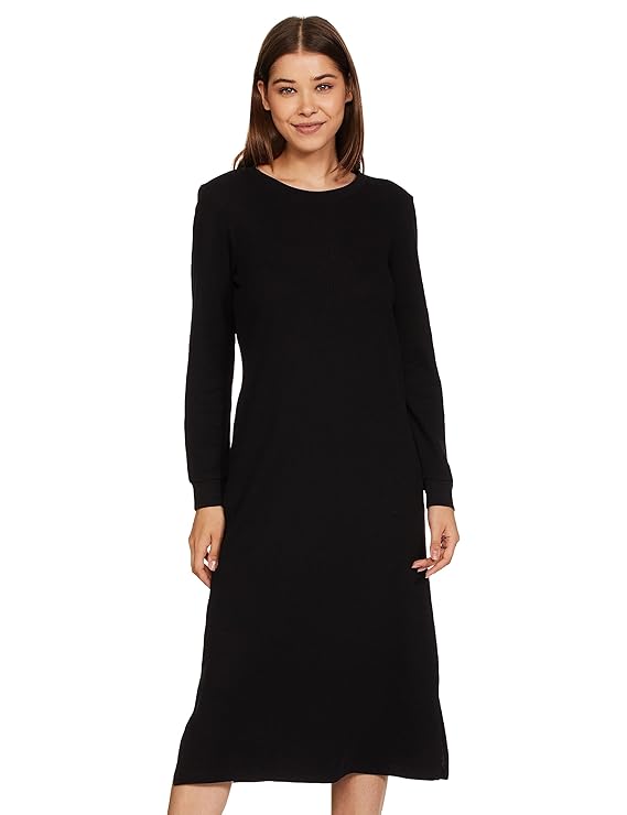 Amazon Brand - Women's Cotton Blend Waffle Calf Length Regular Fit Nighty