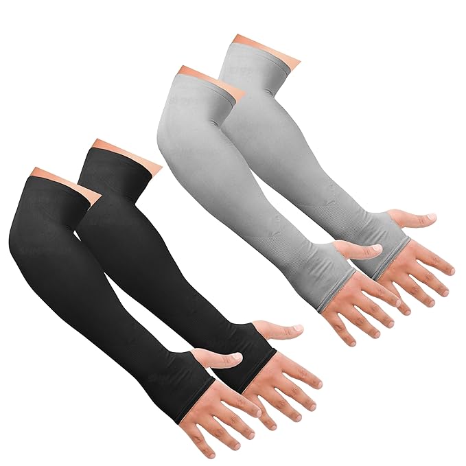 SNMMIFER UV Protection Arm Sleeves with Thumb Holes, Nylon Sun Protection Hand Cover for Running and Cycling, Unisex