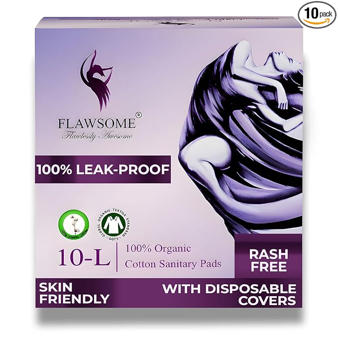 Flawsome Sanitary Pads for Women L | 100% Organic Cotton Period Pads