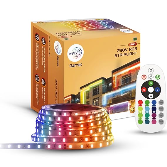 Wipro RGB LED Strip Light|60 LEDs/Mtr|24 Keys IR Remote Controlled RGB Color Changing
