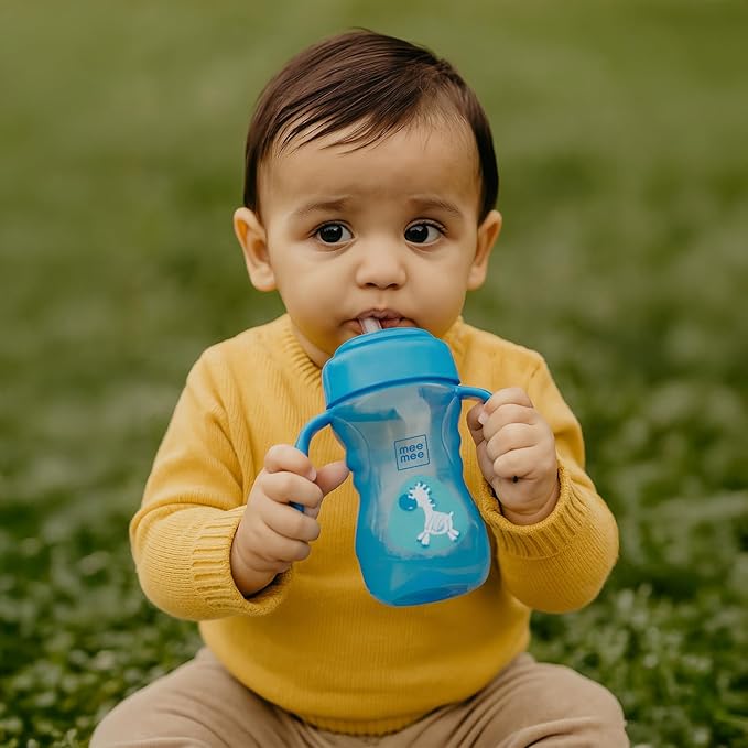 Mee Mee 2 in 1 Spout and Straw Sipper Cup for Meal | BPA-Free, Anti Spill and Unbreakable | Easy to Hold Detachable Handle | Anti Leak Lock Bottle with Cap for Kids | 210ml (Blue)