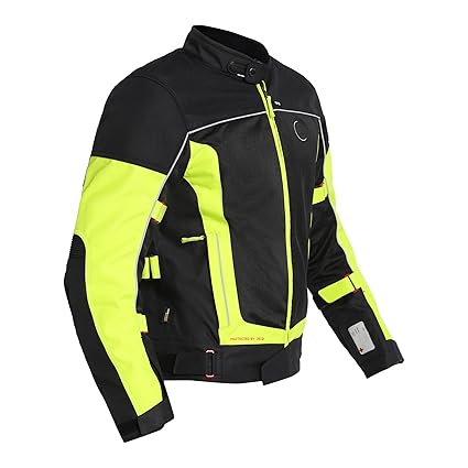 Royal Enfield Explorer V4 Pro Riding Jacket Neon Green (S) 38 Cm with D3O,Level 2 Protectors At Shoulders & Elbows & Fitted with Back Armours,Ergo Pro Tech,Level 2 Pockets For Chest Protectors