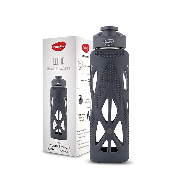 Pigeon 750 ML Clear Glass Water Bottle | Glass Water Bottle for Office