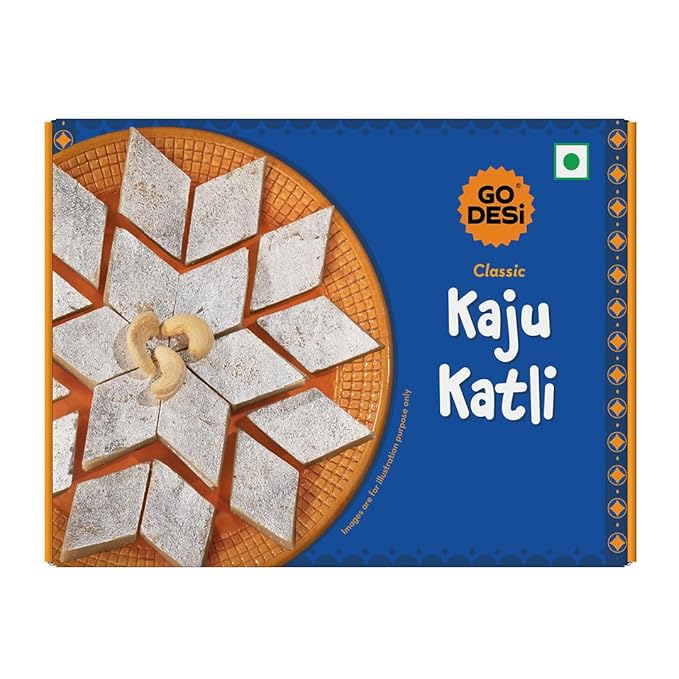 GO DESi Classic Kaju Katli 200 grams, Made with Cashew Nuts, Sweets Indian Mithai, Indian Sweets Gift Pack