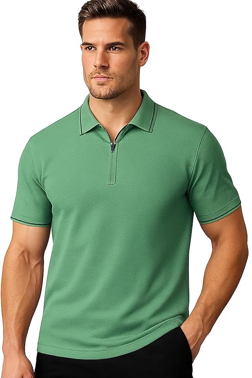 JUARI BE A GENTLEMAN Men's Premium Zipper Polo T-Shirt for Men Stylish & Comfortable