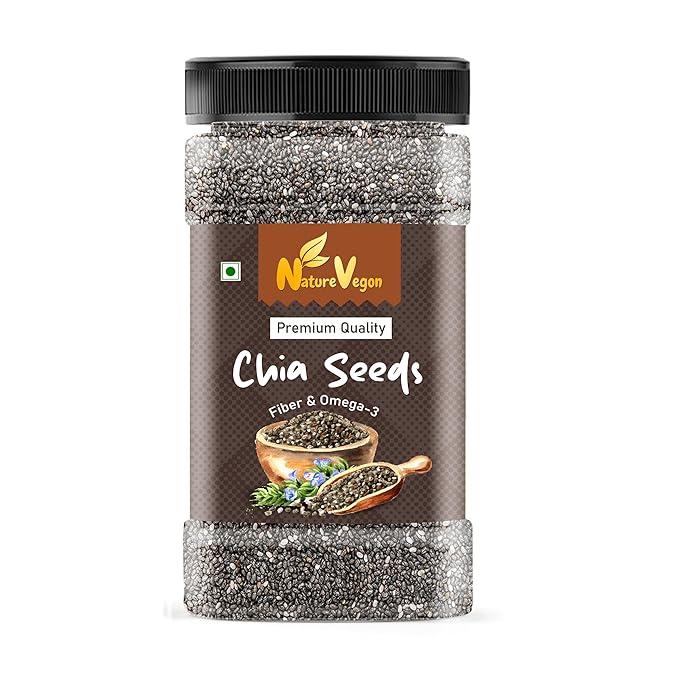 Nature Vegon Chia Seeds - Seeds for Weight Management | Rich in Calcium, Protein & Fibre | Beat the Heat | 100% Clean Chia Seeds for Eating | Antioxidant Rich Seeds (250g Pack of 2, Chia Seed)
