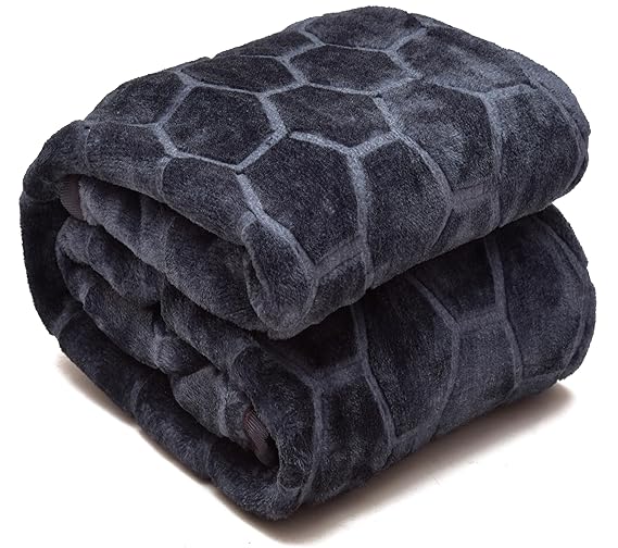 BENAVJI Grey Color Double Bed Blanket Mink Floral Super Soft Winter Blanket Size Width 204CM Length 225CM