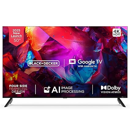 BLACK+DECKER 126 cm (50 inches) A1 Series 4K Ultra HD LED Smart Google TV BXTVGU50UD2875ATIN (Black)