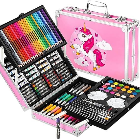 Kitchen Bloom Art Set for Kids, 145 Pieces Drawing Kit with Unicorn Theme