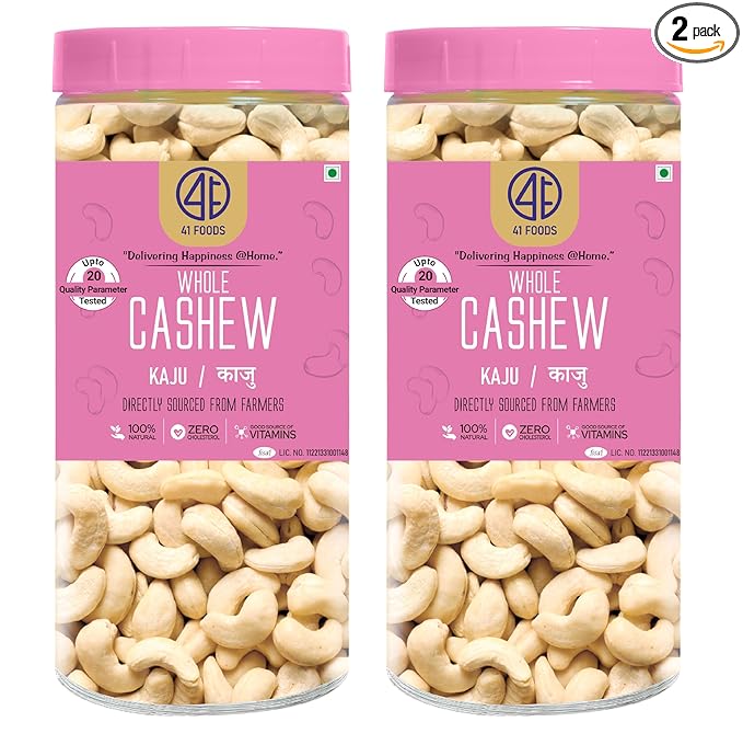 41 Foods Premium Whole Cashews | Delicious & Crunchy kaju cashew nut (2 x 500GM) 1 KG