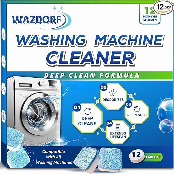 Wazdorf Washing Machine Cleaner Tablets 12 Pcs Powerful Deep Cleaning