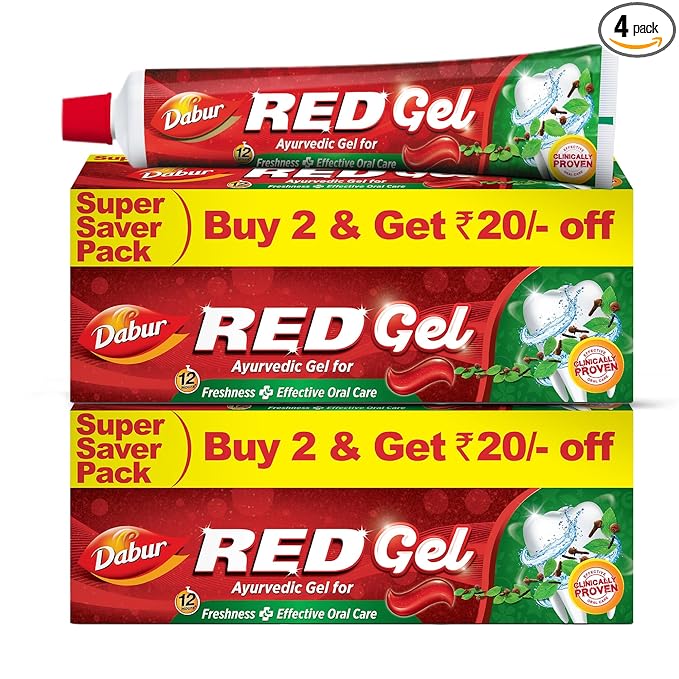 Dabur Red Gel Ayurvedic Toothpaste - 600g | Reduction in Bad Breath & Gingivitis