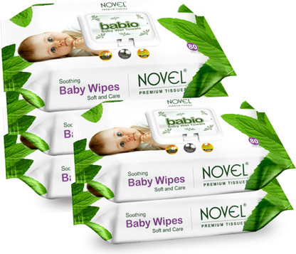 NOVEL Baby Wipes 80 Sheets pack of 5/with Lid (400 Wipes)