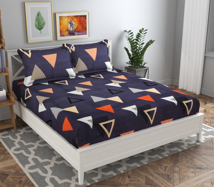 VAS COLLECTIONS 160 TC Microfiber Double Abstract Flat Bedsheet (Pack of 1, Purple)