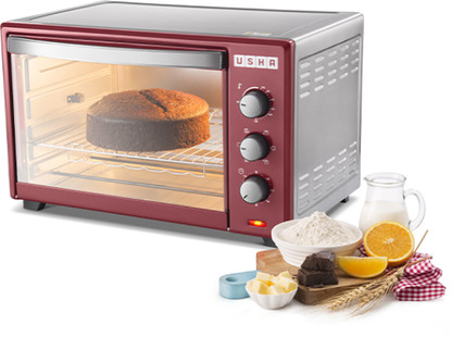 USHA 42-Litre Oven Toaster Grill (OTG) (OTGW3642RCSS, Wine & Matte Black)