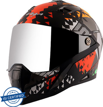 VEGA Storm Atomic Motorbike Helmet (Dull Black, Orange)