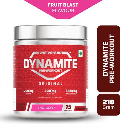Wellversed Dynamite Pre-Workout (210g, 15 Servings) | Unleash Explosive Energy Pre Workout (210 g, Fruit Blast)