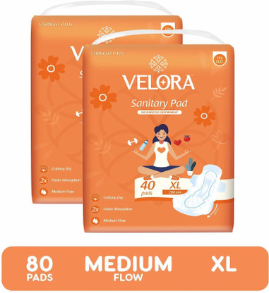 VELORA Dry Feel XL 80 Pads Sanitary Pads for Women & Girl